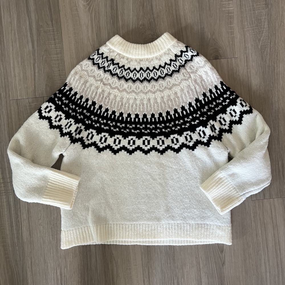 Women's Crewneck Pullover Sweater - Universal Thread Cream Fairisle S - Picture 6 of 9